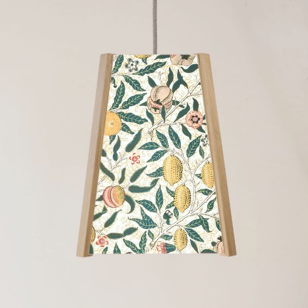 Picture of Oak Pendant Light, William Morris Fruit Pattern