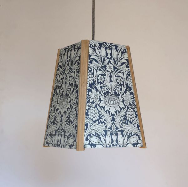Picture of Oak Pendant Light, William Morris Sunflower Pattern
