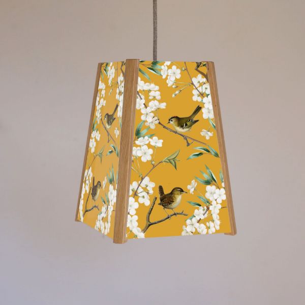 Picture of Oak Pendant Light, Blossom branch and bird design