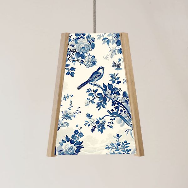 Picture of Oak Pendant Light, Toile bird design