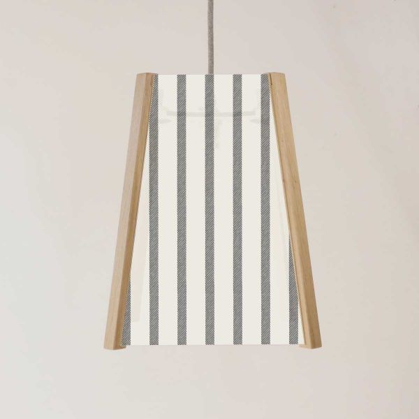 Picture of Oak Pendant Light, French ticking stripe pattern