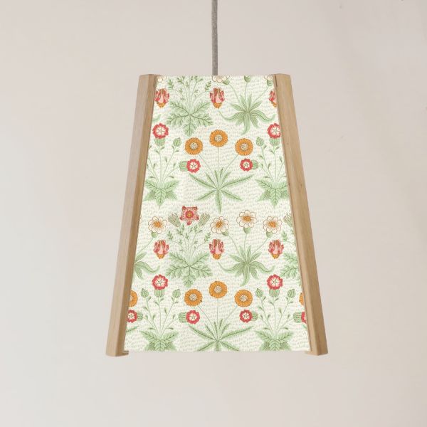 Picture of Oak Pendant Light, William Morris Daisy Light