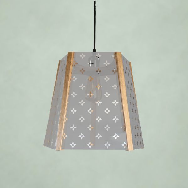 Picture of Square Oak Pendant - Stripe Design - Easy-to-fit